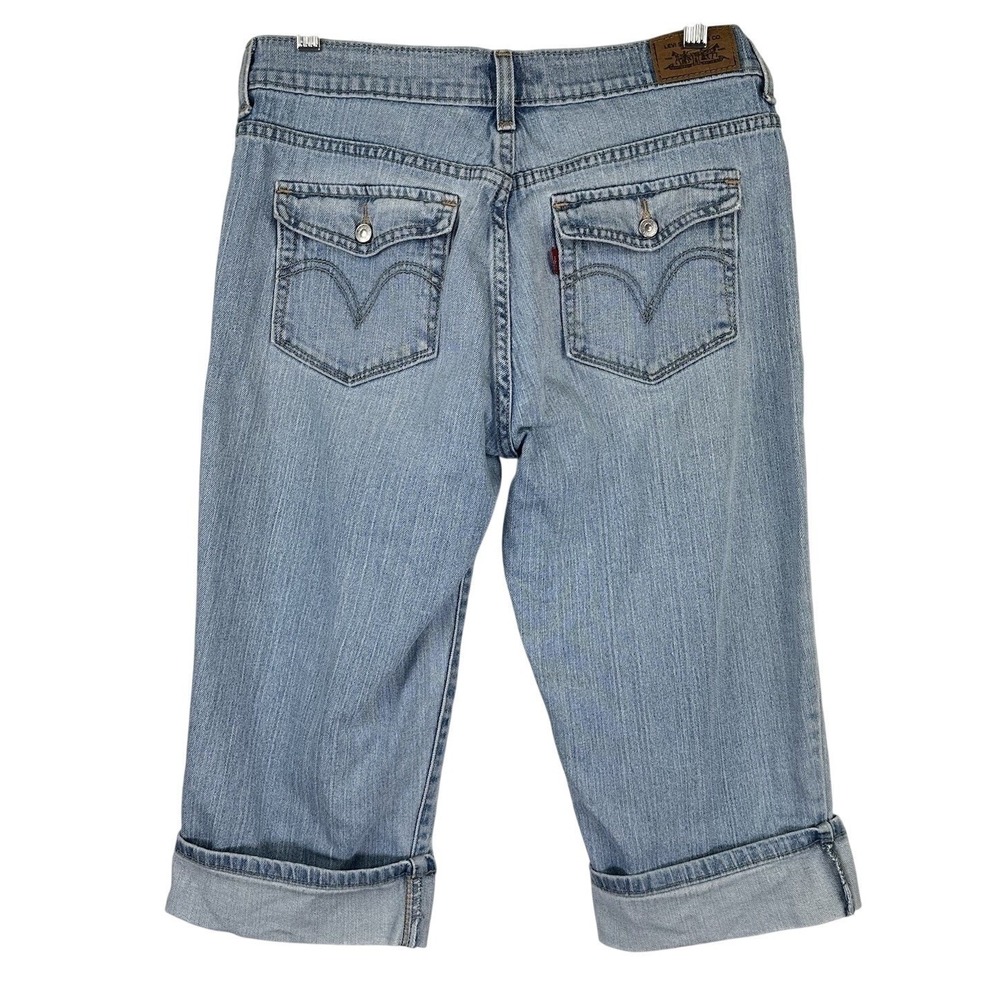 Levi's 515 Blue Denim Capri Cropped Jeans Stretch Cuffed Light Wash Women's 8